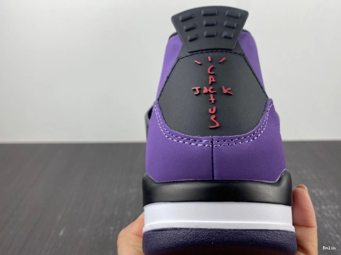 Bmlin Shoes 766296 Jordan (Friends Family) 4 and Purple Scott Travis LN4 Retro 0820